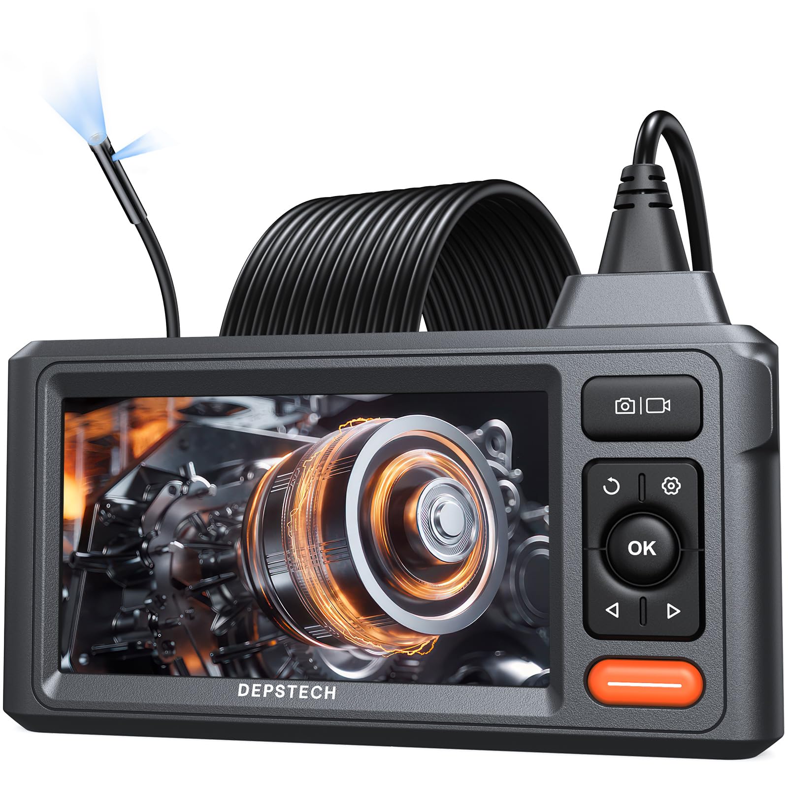 50FT Triple Lens Sewer Camera, DEPSTECH Borescope with 5" IPS Screen, 1080P Endoscope with Light, Flexible Snake Inspection for Wall, Plumbing, Automotive Engine Inspect