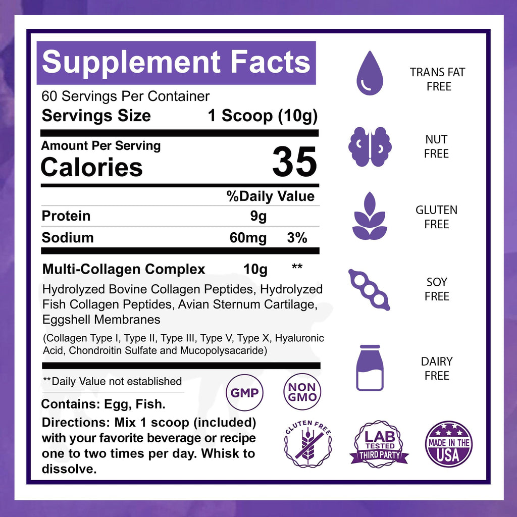 Zammex Multi Collagen Protein Powder, Type I & III & V & X, Hydrolyzed Collagen Peptides for Women & Men, Supports Hair and Skin, Gut Health, 41 Servings, Chocolate