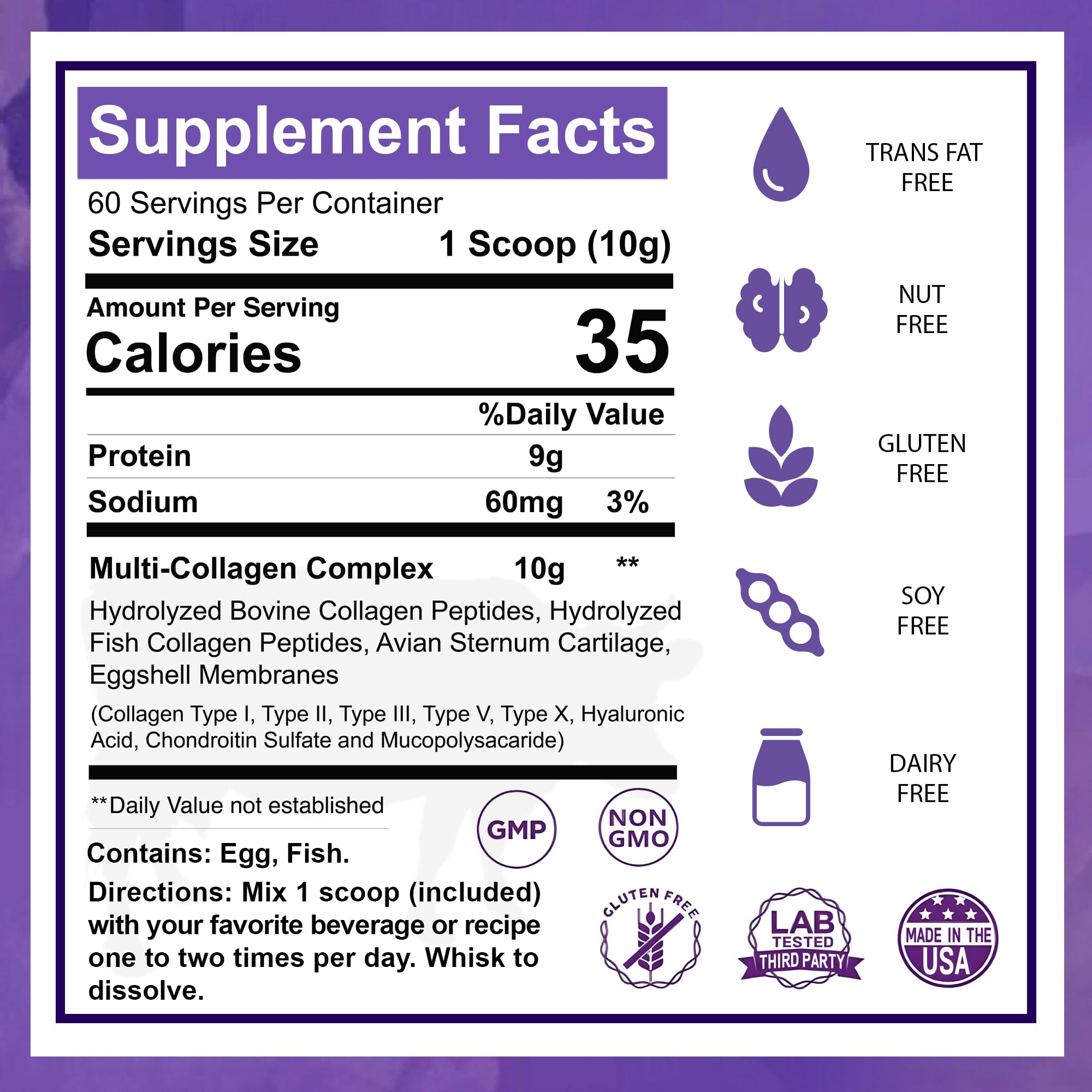 Zammex Multi Collagen Protein Powder, Type I & III & V & X, Hydrolyzed Collagen Peptides for Women & Men, Supports Hair and Skin, Gut Health, 41 Servings, Chocolate