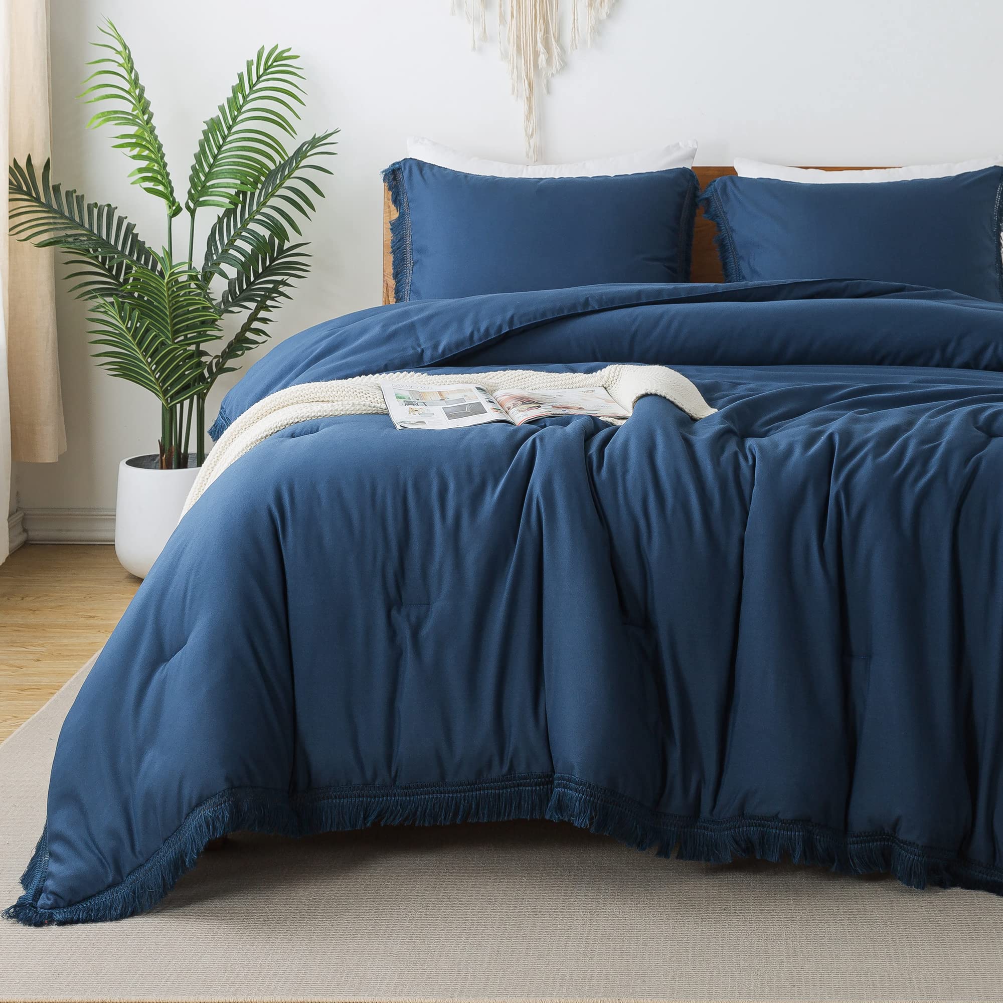 Andency Comforter Full Size Set Burnt Orange, 3 Pieces Boho Terracotta Winter Lightweight Bedding Comforter Sets, All Season Rust Tassel Bed Set (79x90In Comforter & 2 Pillowcases)