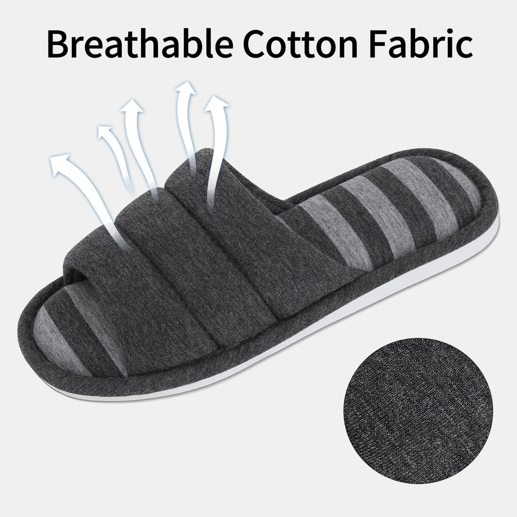 shevalues Open Toe House Slippers for Women Men Soft Cotton Indoor Shoes Memory Foam Slip On bedroom Slippers