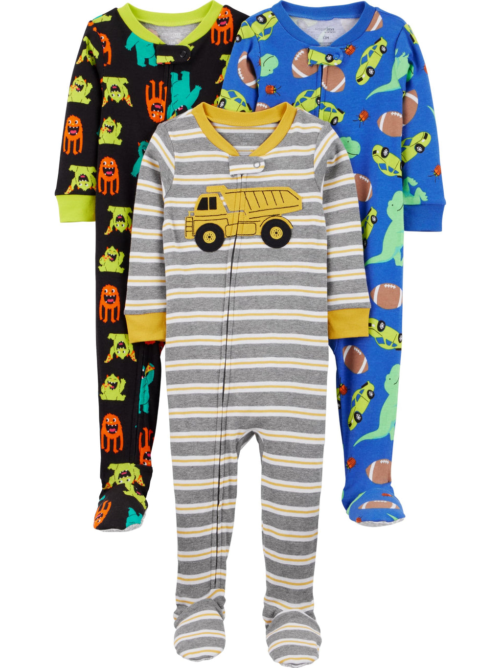 Simple Joys by Carter's Baby Boys 3 pack Snug Fit Footed Cotton Pajamas