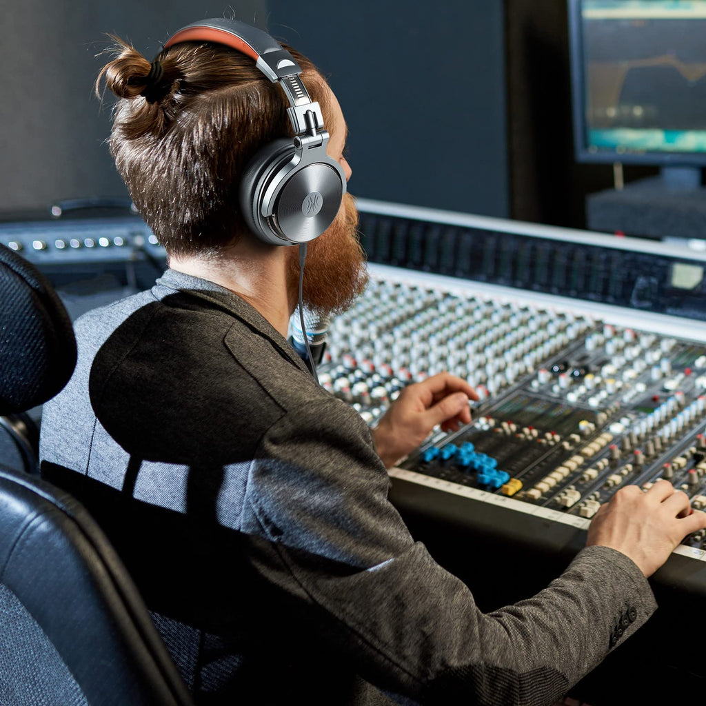 OneOdio Hi-Res Over Ear Headphones for Studio Monitoring and Mixing, Sound Isolation, Protein Leather Earcups, 50mm Driver Unit, Wired Headphones for AMP Guitar Keyboard (Pro-50 Black)