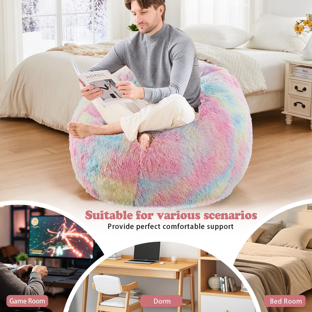 Sports Baseball Bean Bag Chair - Luxurious Bean Bag Chairs for Kids Teens Adults - Floor Sofa Couch with Filler - Plush BeanBag Furniture for Living Room Bedroom College Dorm - 32 Inch