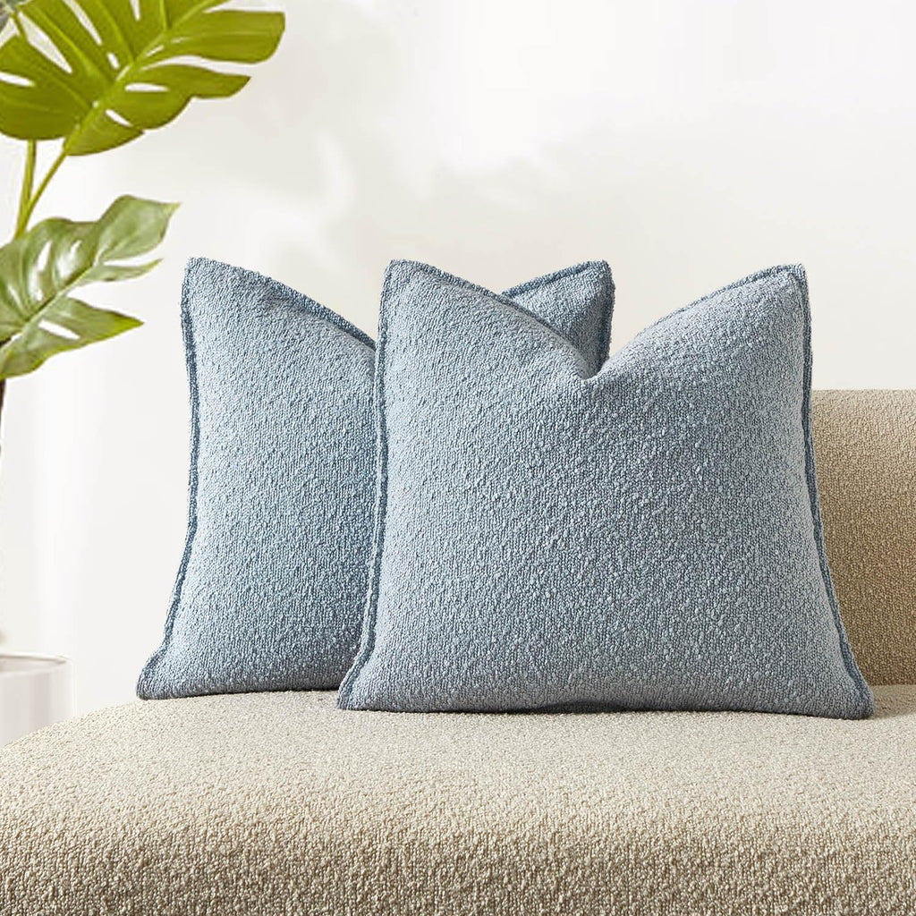 JUSPURBET Pillow Covers Set of 2 Decorative Throw Pillow Covers Case for Couch Sofa Bed Soft Boucle Textured Cushion Covers with Hidden Zipper for Home Decor Living Room 16x16,Beige