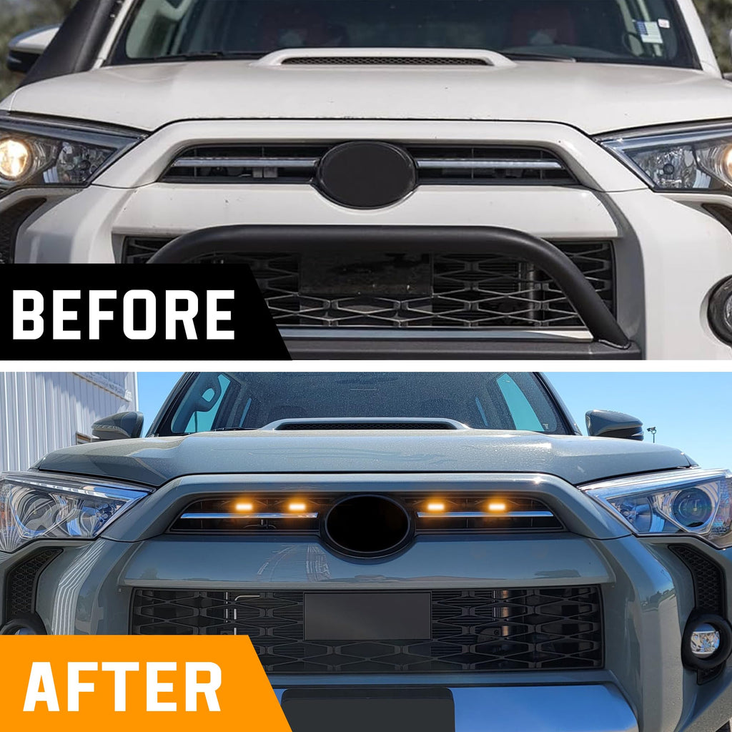 Seven Sparta 4 PCS Grill Led Lights Compatible with Toyota 4Runner 2014-2024 TRD Pro Grille and 2014-2019 SR5, Premium, Limited, TRD Off-Road, Fuse and Instruction Included (Amber)