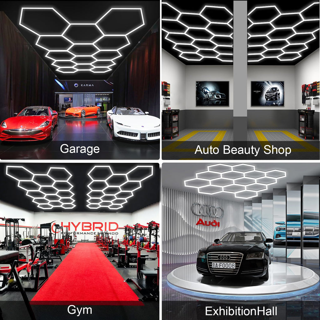 MODERN Hexagon LED Light,105W 12600LM 6500K, 3 Hexagonal LED Shop Light for Auto Shops, Malls & Work Areas