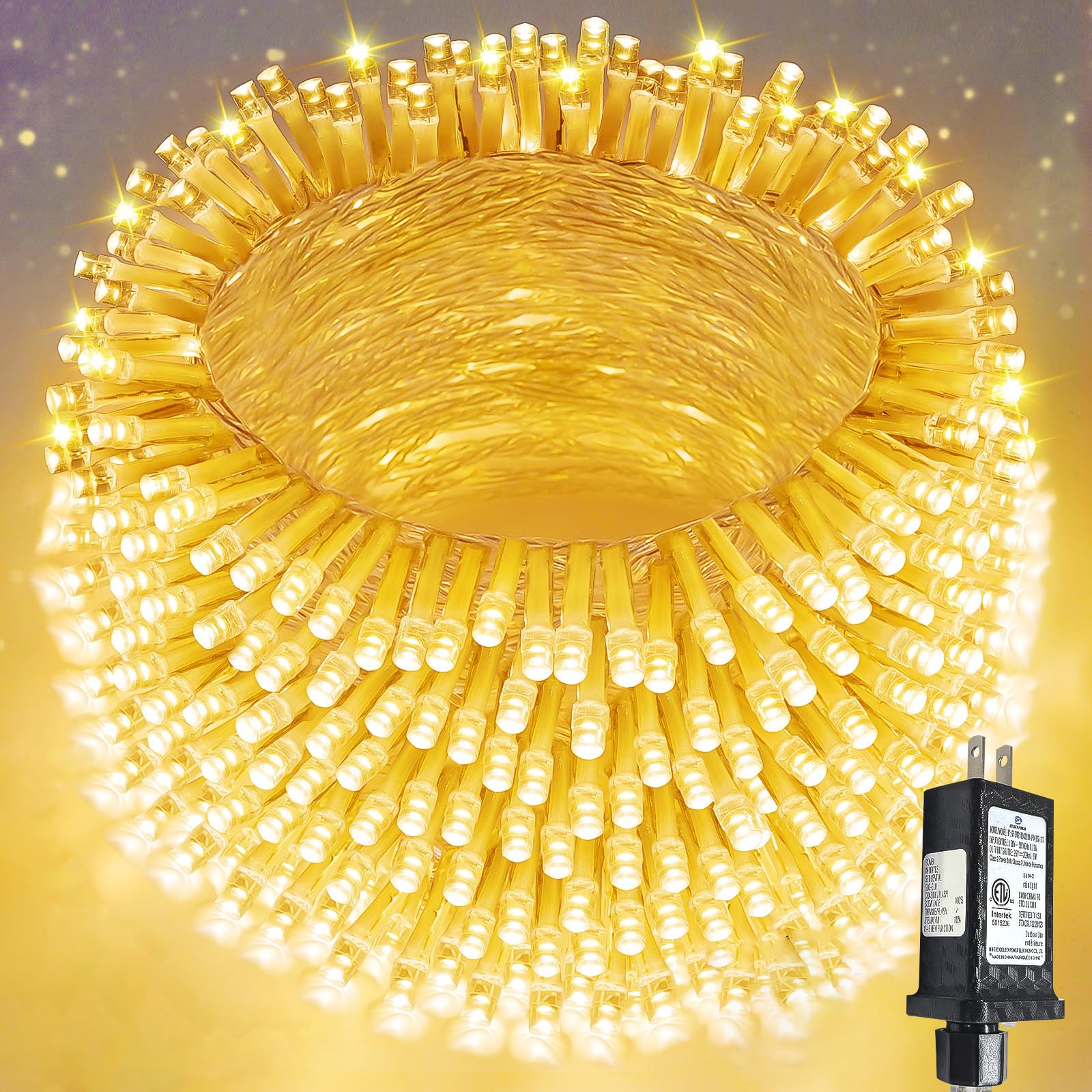Connectable 100 LED String Lights Indoor Outdoor, 33FT Warm White Christmas Lights Waterproof, 13 Modes with Timer, Twinkle Fairy Lights Plug in Clear Wire for Christmas Tree, Bedroom, Classroom Decor