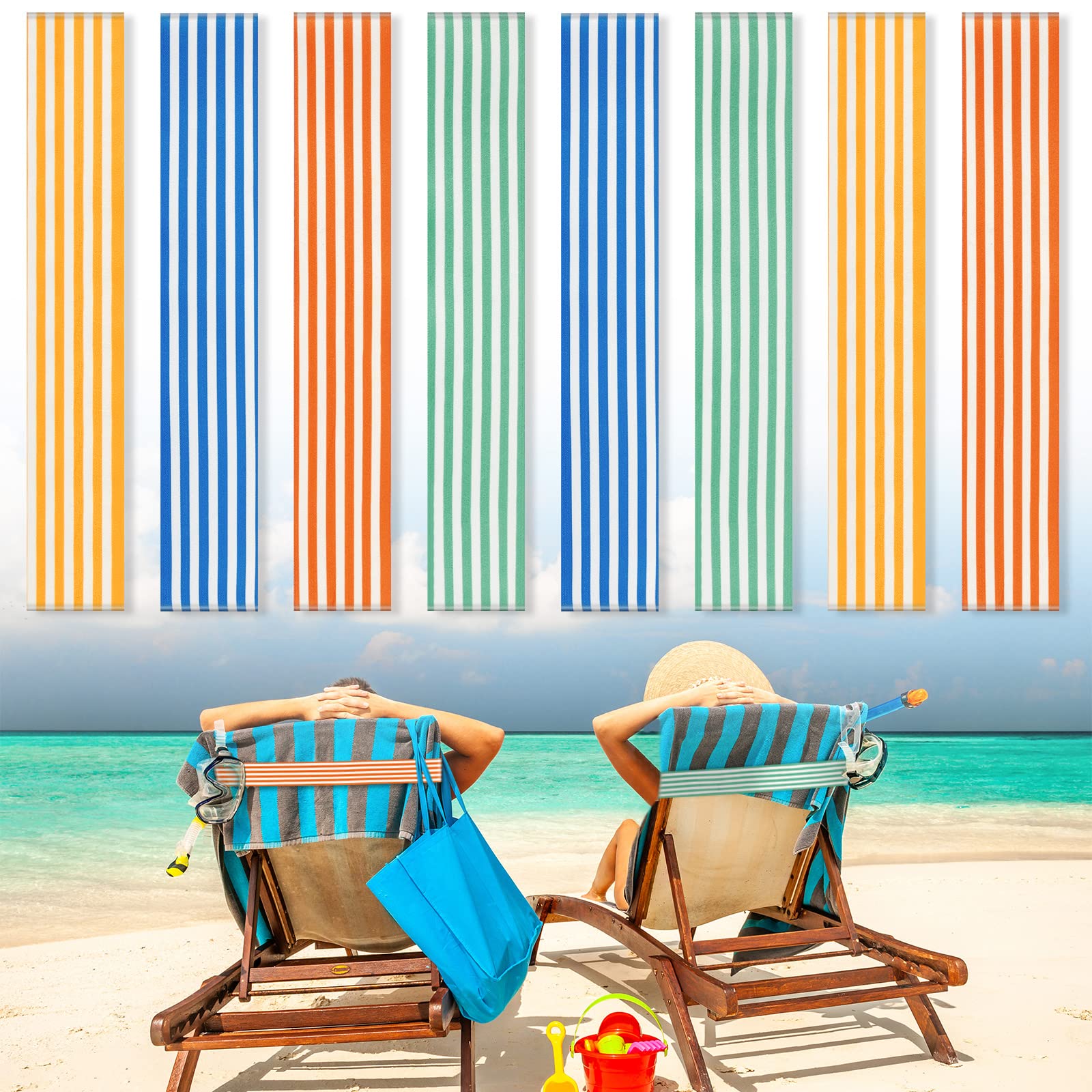 Boao 4 Pack Towel Bands for Beach Chair, Pool & Cruise Essentials, Elastic and Windproof, Towel Chair Clips Lounge Strap Holder, Cruise Ship Accessories (American Flag)