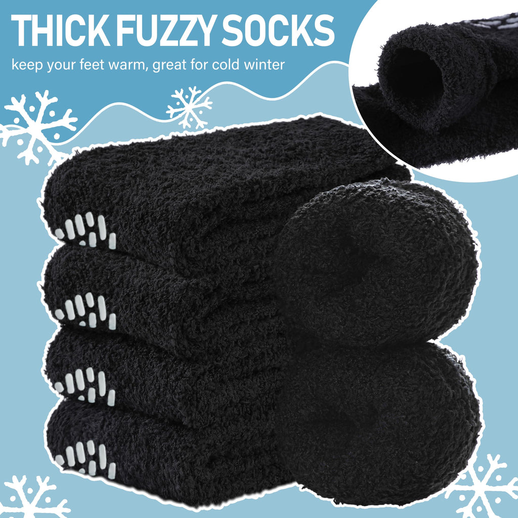 Yebing Non Slip Hospital Socks for Women with Grips Fuzzy Cozy Anti Skid Slipper Socks Winter Warm Soft Fluffy Sleep Socks
