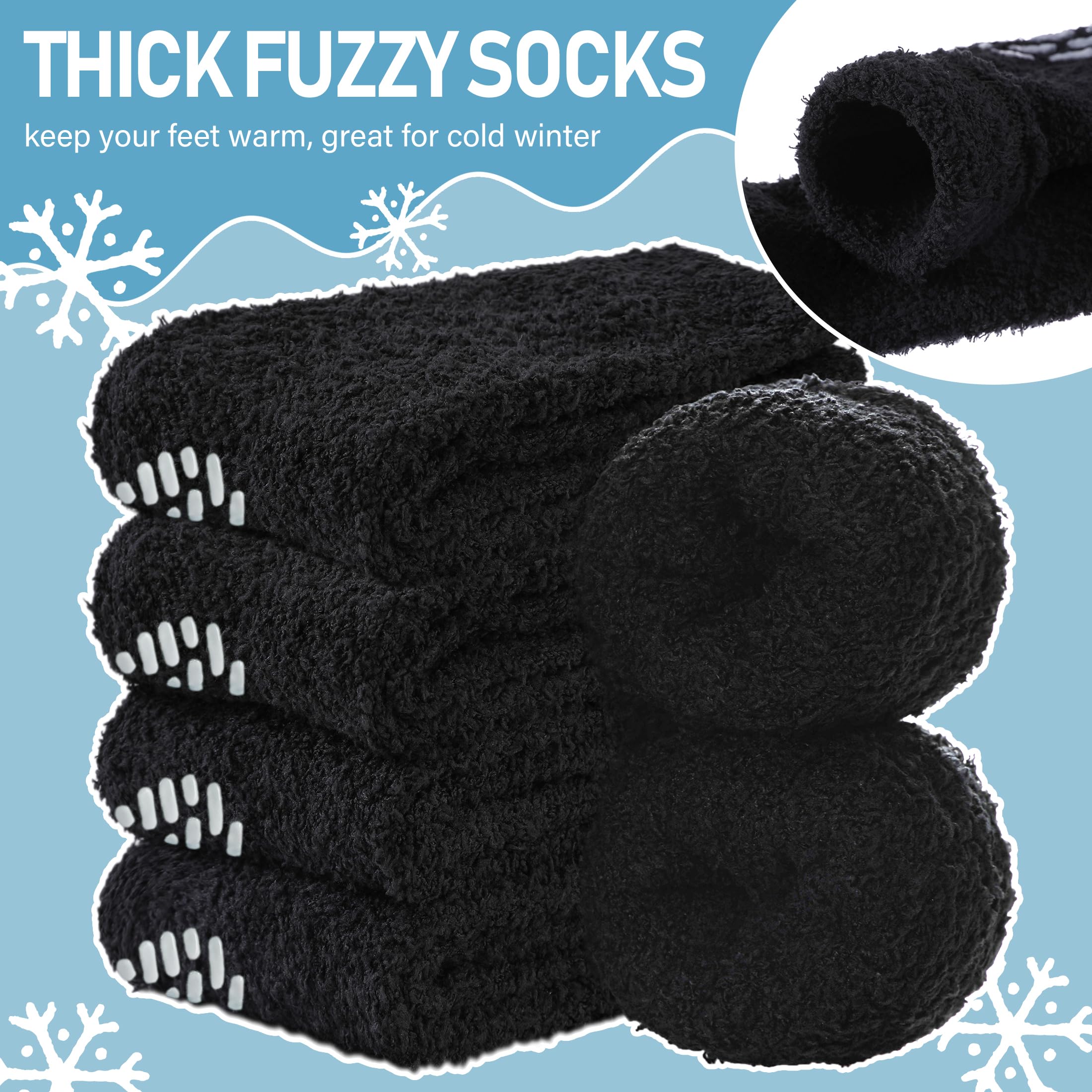 Yebing Non Slip Hospital Socks for Women with Grips Fuzzy Cozy Anti Skid Slipper Socks Winter Warm Soft Fluffy Sleep Socks