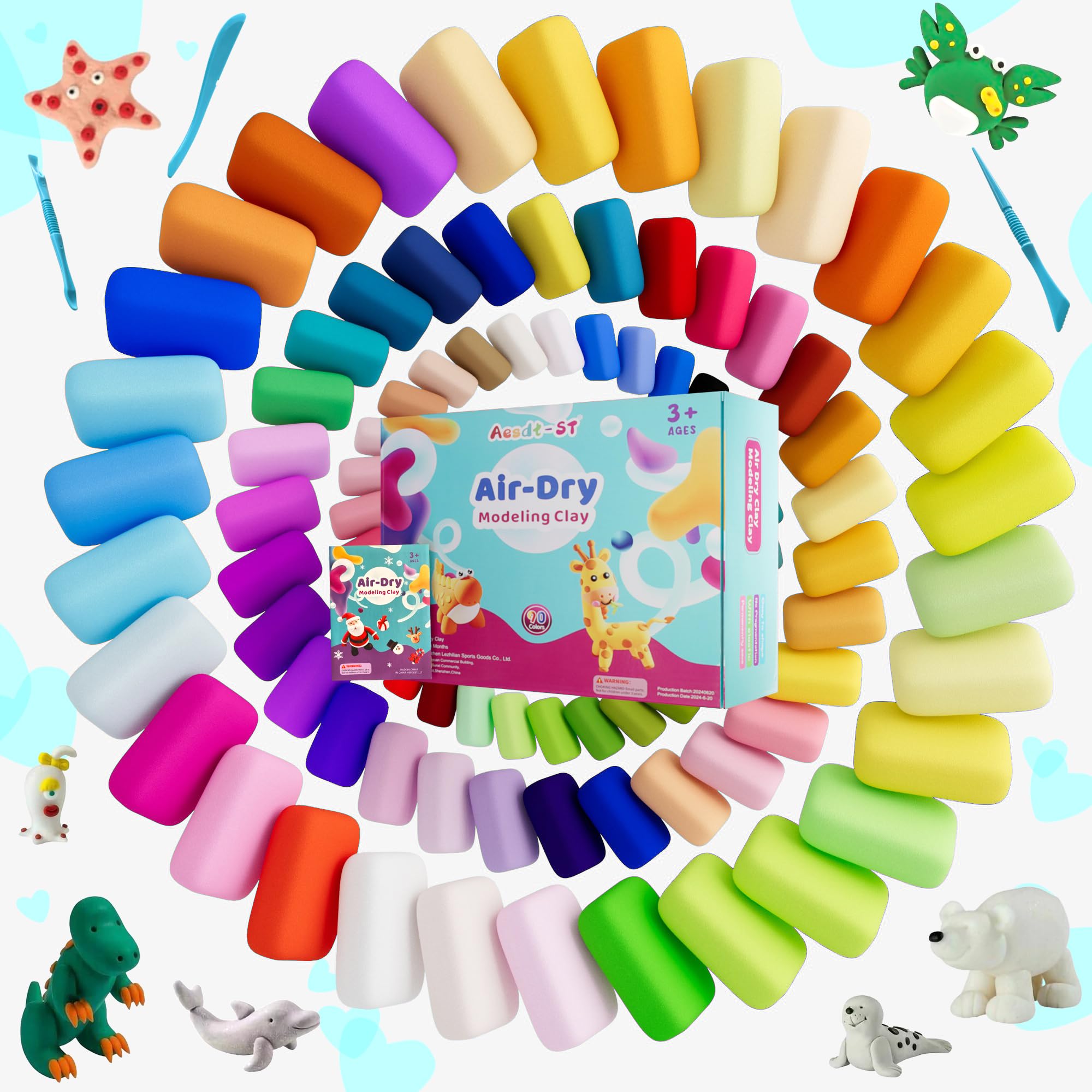 Aestd-ST Air Dry Clay 42 Colors, Modeling Clay for Kids, DIY Magic Clay, Molding Clay Kit with Sculpting Tools, Non-Sticky Soft and Super Light, Arts and Crafts Gift for Boys Girls Kids