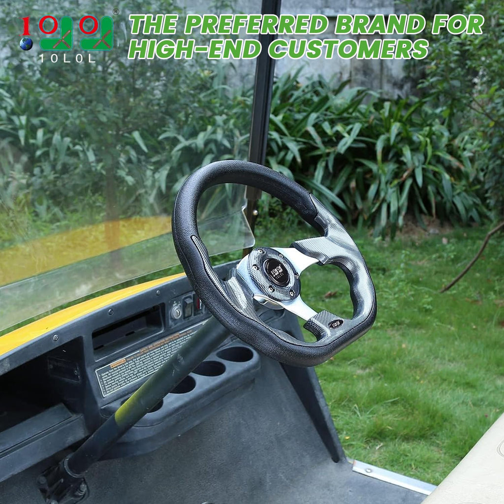 10L0L Golf Cart Steering Wheel, 13' Universal Fit for EZGO TXT/RXV, Club Car DS/Precedent, Yamaha G2-G29 (Carbon Black)