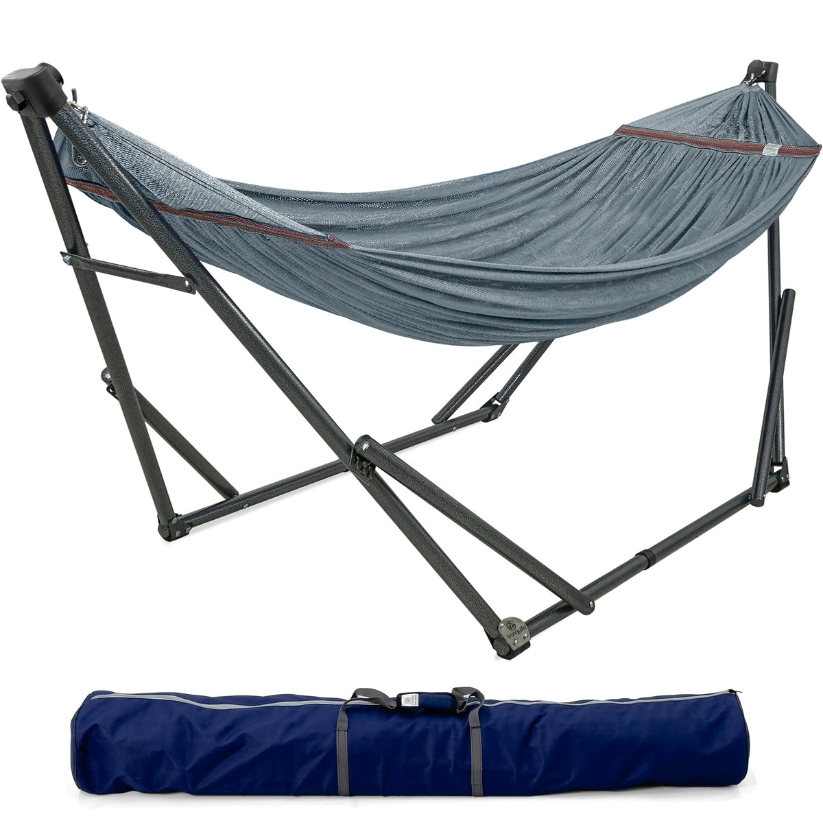 Tranquillo Unity Adjustable Hammock Stand, Hammocks Stands for The Garden, 800 lbs Capacity Steel Double Hammock Stand for 2 Persons, Premium Pre-Assembled Stand (Steel, Aegean)
