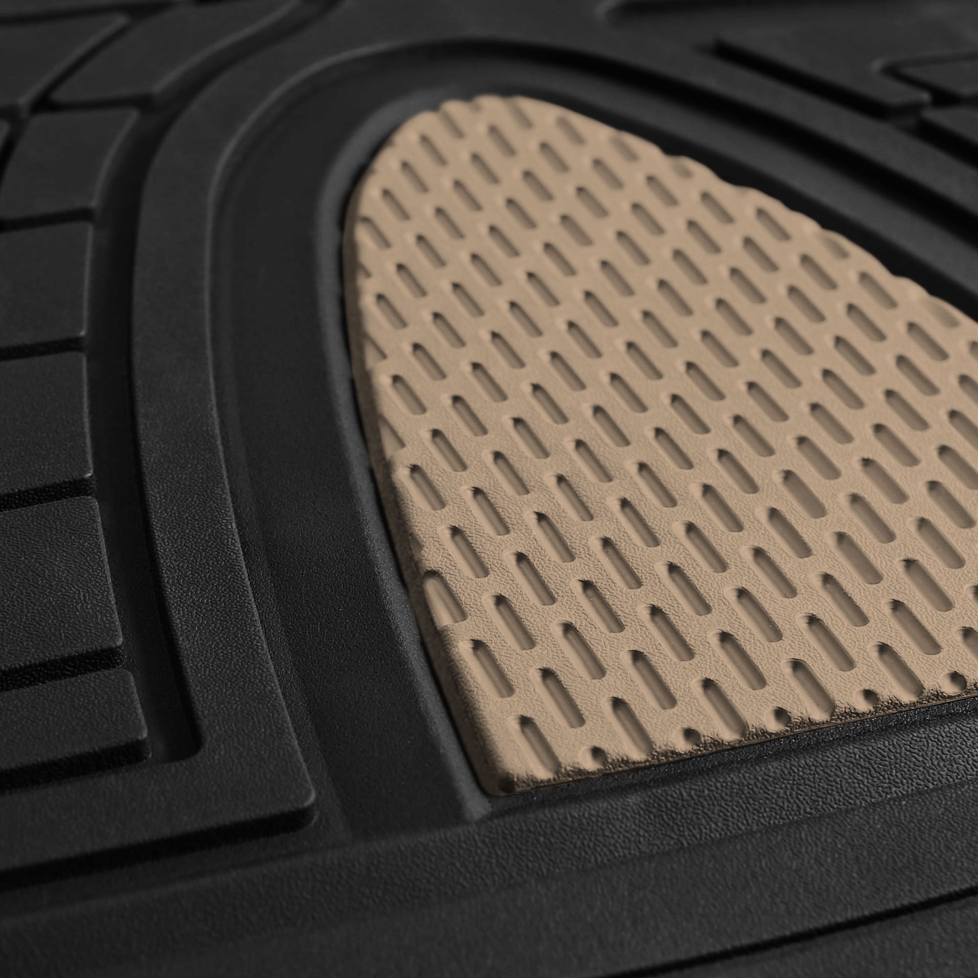 FH Group Automotive Floor Mats - Heavy-Duty Rubber Floor Mats for Cars, Universal Fit Full Set, Climaproof Floor Mats, Trimmable Floor Mats for Most Sedan, SUV, Truck Floor Mats Beige