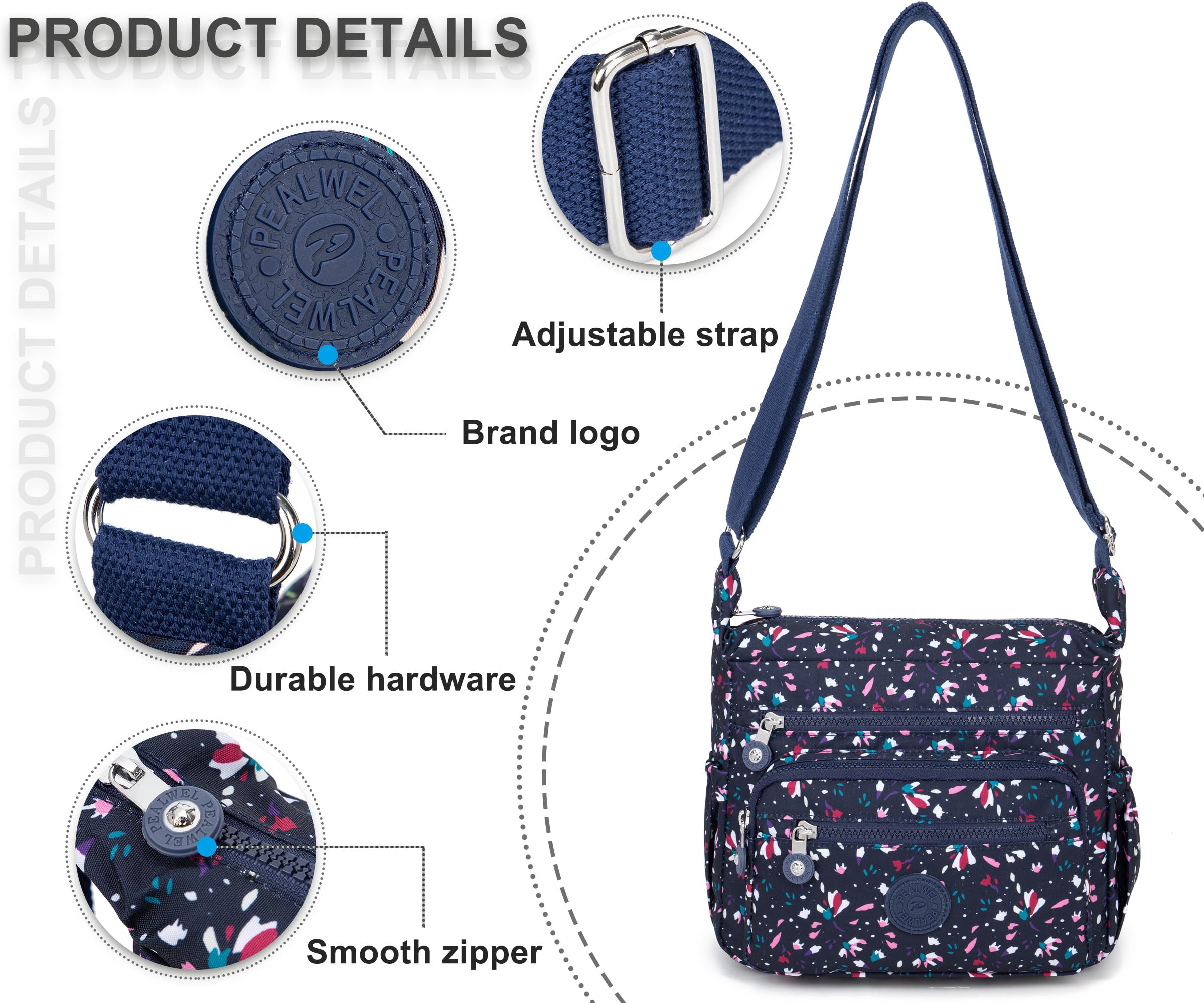 Pealwel Women Shoulder Handbag Roomy Multiple Pockets Bag Ladies Crossbody Purse Tote Top Handle Satchel