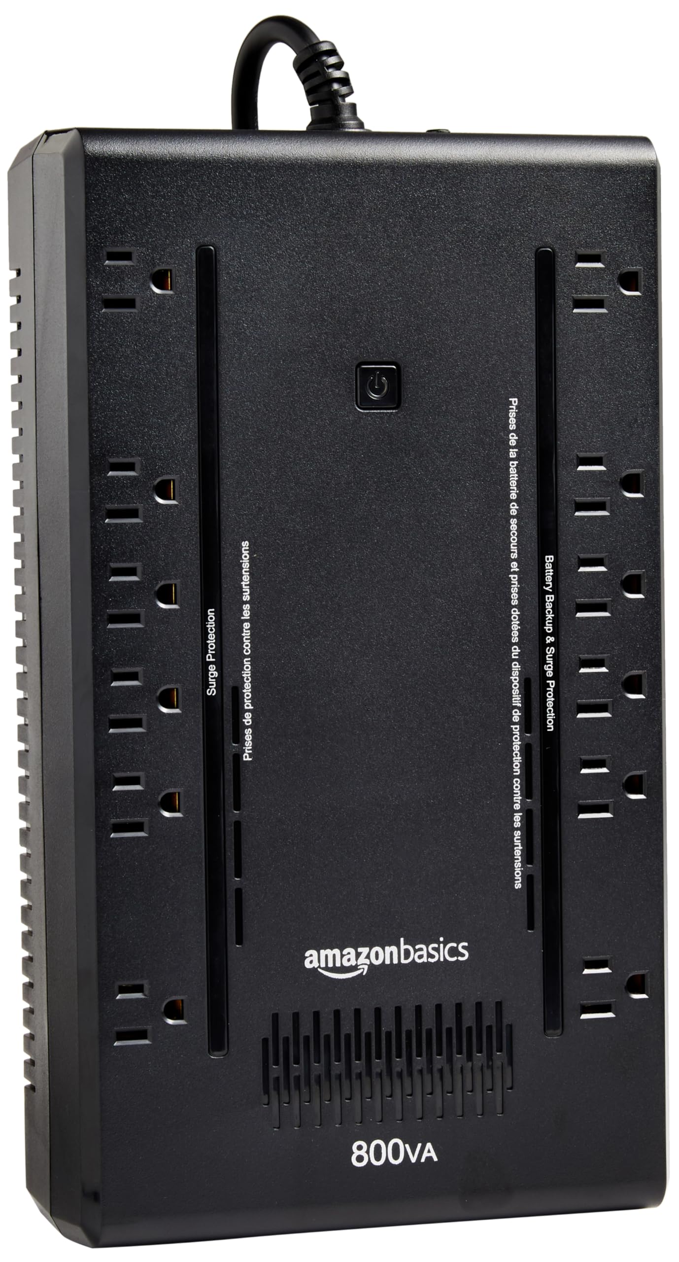 Amazon Basics UPS Battery Backup & Surge Protector, 400VA/255W, 6 Outlets, Uninterruptible Power Supply, Small Compact Size, Black