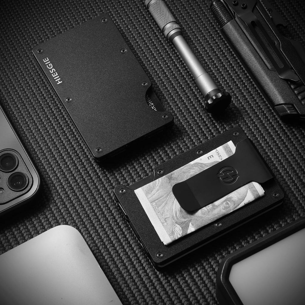 Minimalist Wallets for Men | American USA Flag and Eagle | Aluminum RFID Blocking Metal Wallet | Front Pocket EDC Pull Wallet | Slim Tactical Wallet | Carbon Fiber Card Holder