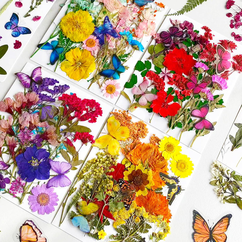 MIKIYA 98Pcs Pressed Dried Flowers for Resin Molds, Real Natural Bulk Big Dry Floral Leave for DIY Art Crafts, Epoxy Jewelry, Candle, Soap Making, Nails Decors