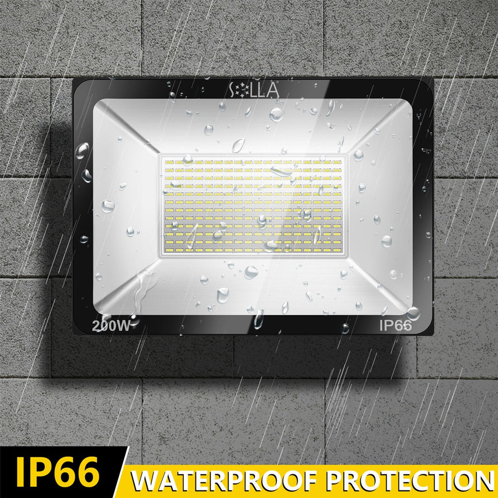 2 Pack 100W LED Flood Light Outdoor, 8000LM Super Bright Security Lights, 550W Equivalent, IP66 Waterproof, 3000K Warm White, Outside Floodlight for Garage, Garden, Lawn and Yard
