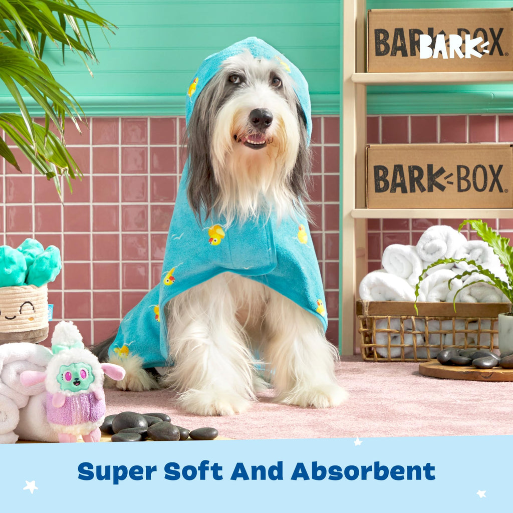 Barkbox Dog Bathrobe Fast Drying with Hook and Loop Closure & Wrap Tie Snuggle, Cute Dogs Clothes, Easy to Clean, Machine Washable, Dog Coats and Tumble Dry Low - Bunny, Medium