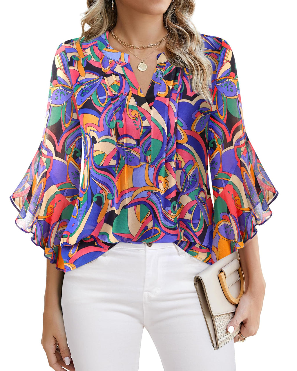 Timeson Women's 3/4 Sleeve Top | Dressy, Casual