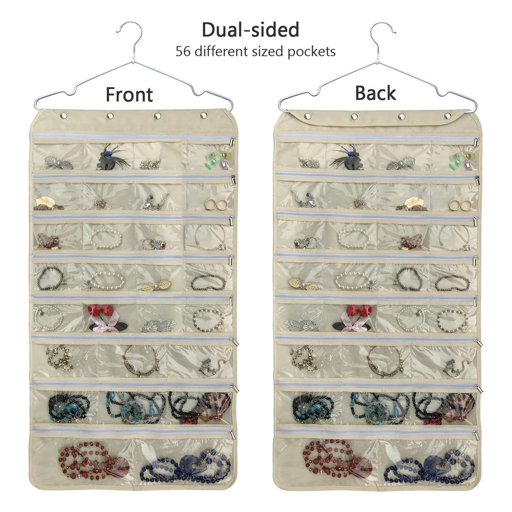 BB Brotrade Hanging Jewelry Organizer,Accessories Organizer,80 Pocket Organizer for Holding Jewelries（Beige）