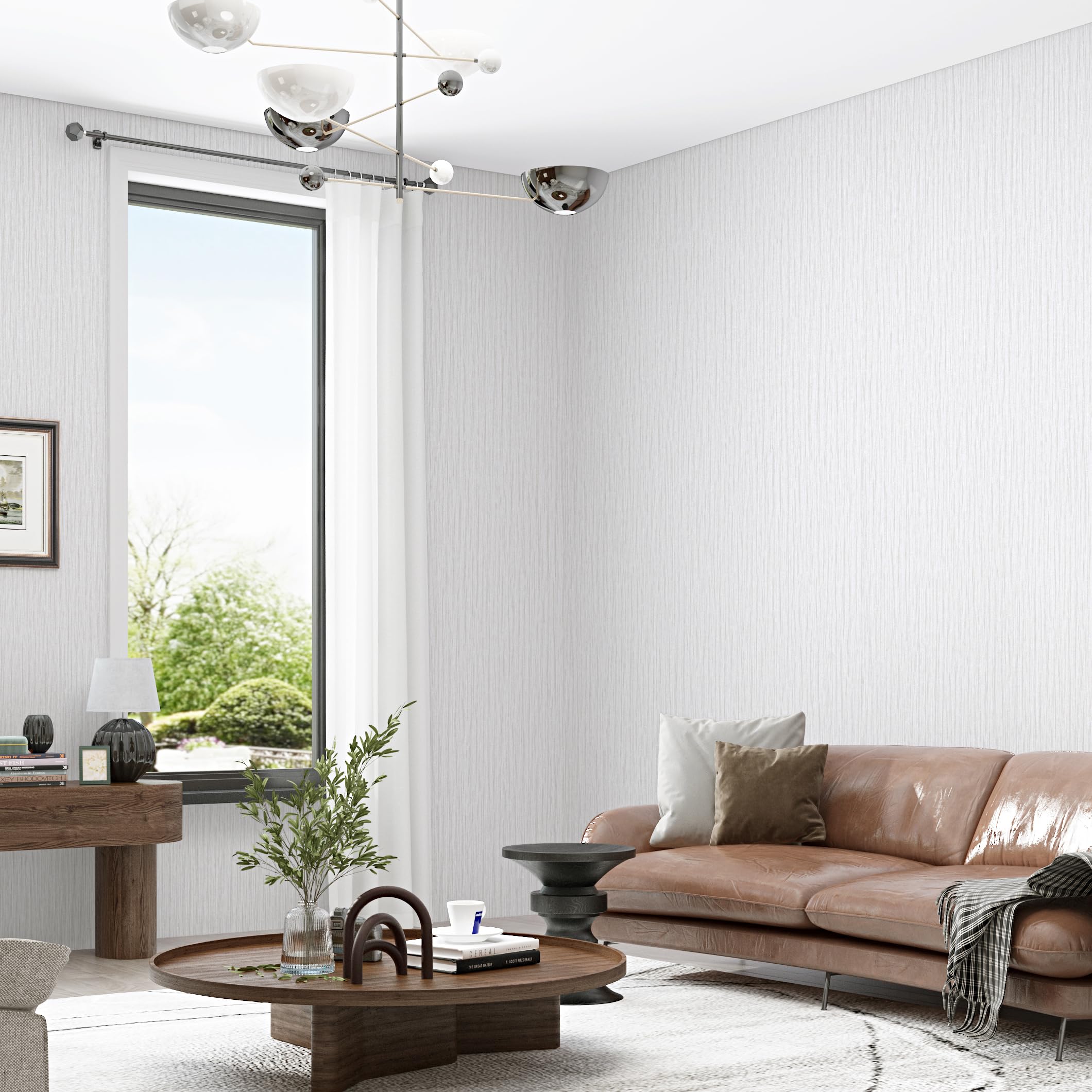 Grasscloth Peel and Stick Wallpaper 20.8"x394" Gray Thick Fabric Textured Linen Classic Faux Grassweave Neutral Removable Wallpaper Vinyl Film Roll for Home Use