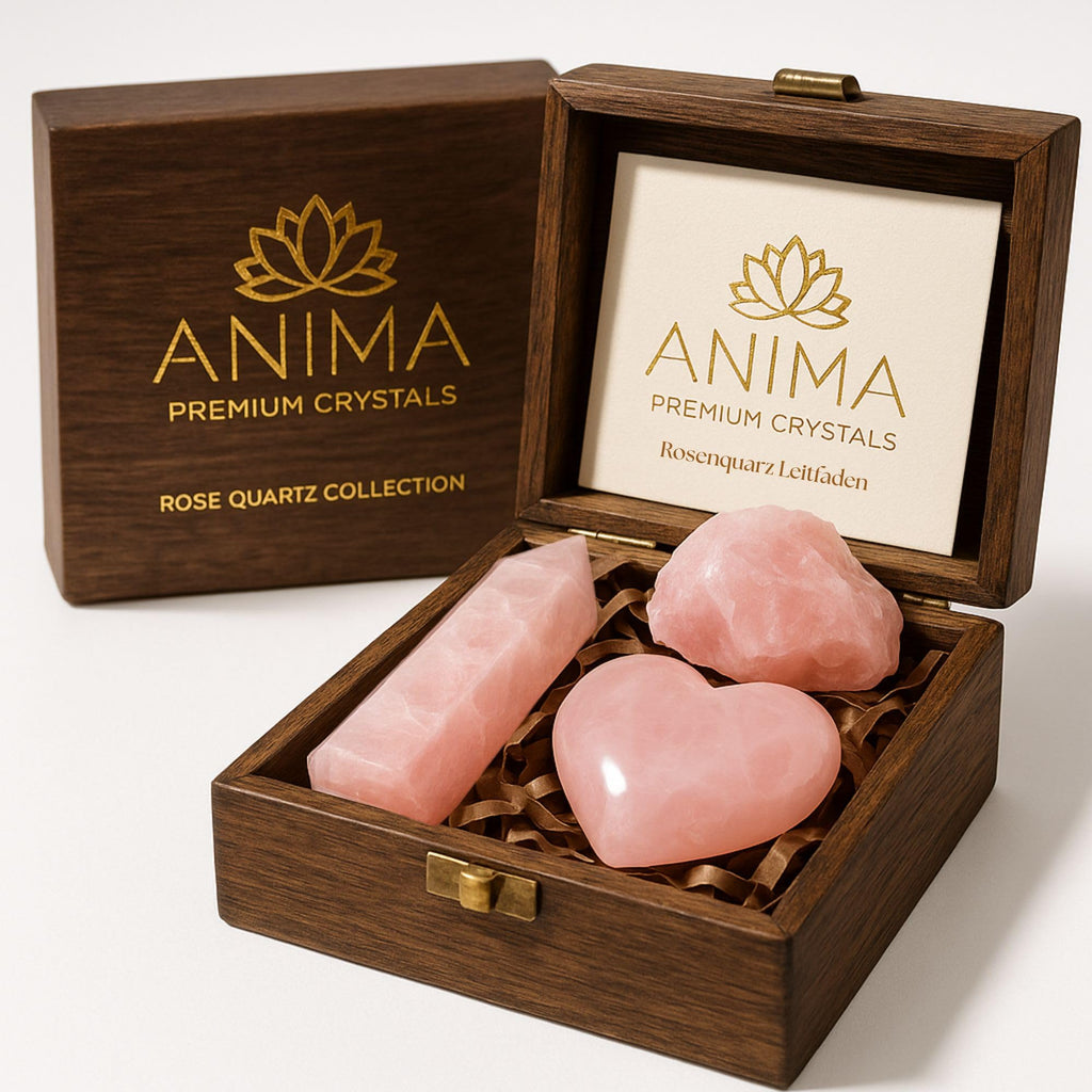 Anima Premium 7 Chakra Healing Crystals Set for Energy Alignment - Large Raw Amethyst, Rose Quartz, Citrine, Lapis Lazuli, Clear Quartz, Tigers Eye & Red Jasper - Wooden Gift Box & Guidebook Included