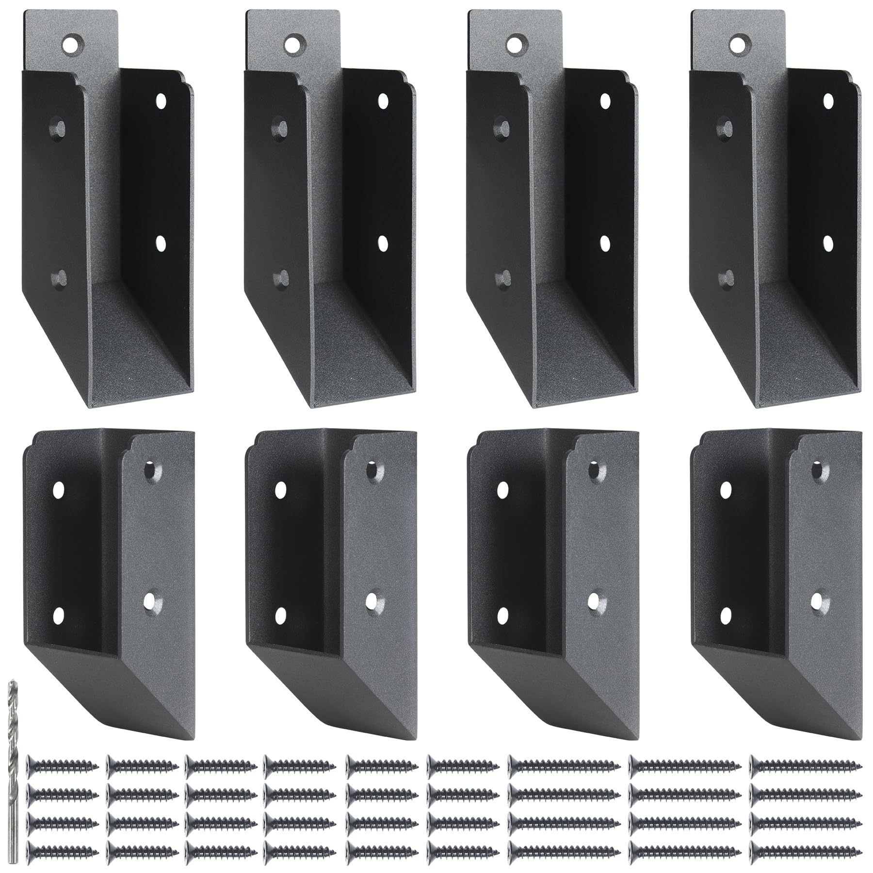 AECXM 201 Stainless Steel 2" x 4" (1 ½" x 3 ½" Actual) Deck Railing 27.5° Stair Connectors, for Deck Railing Stair Handrail Connection Installation Deck Railing Bracket (4 Pair-Black)