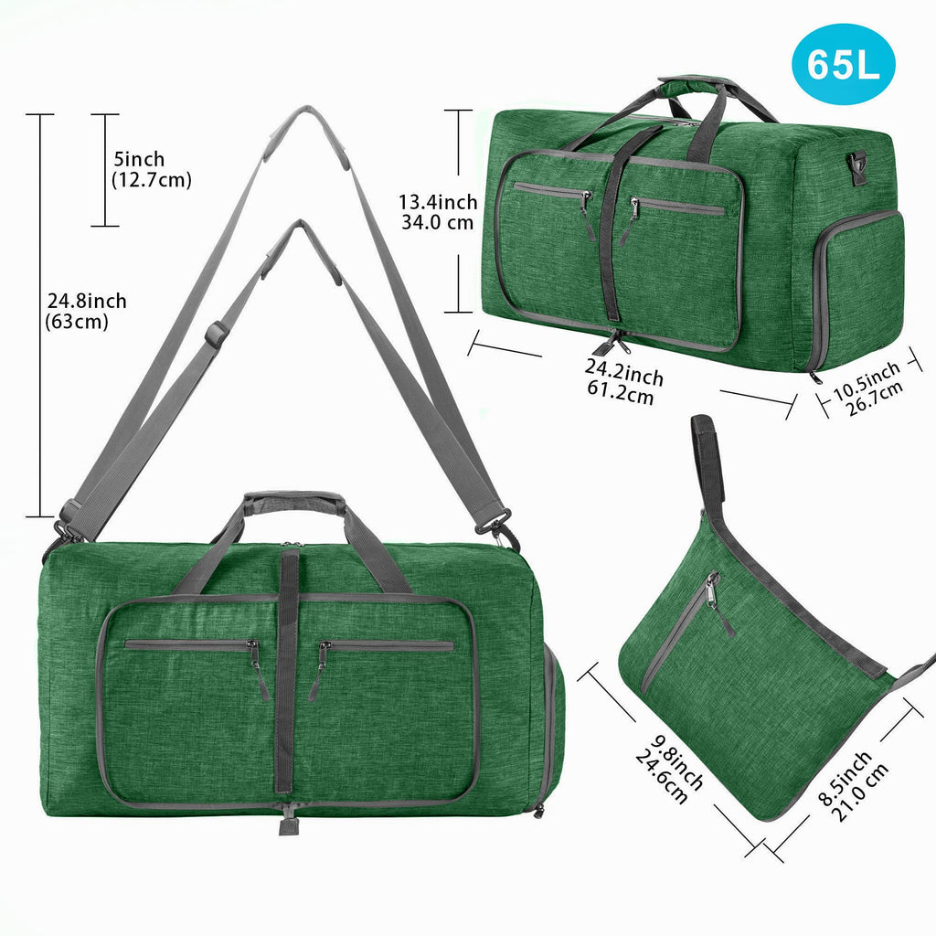 Vomgomfom 65L/85L/115L Foldable Travel Duffle Bag, Lightweight Checked Luggage with Shoe Compartment, Water-Resistant Weekender Overnight Bag for Men & Women