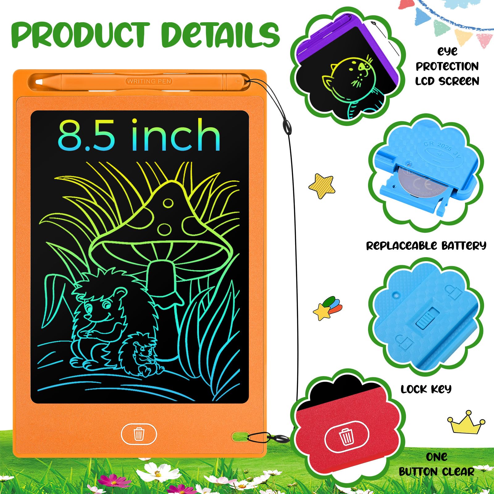 Zhehao 32 Pcs LCD Writing Tablet for Kids Bulk 8.5 Inch Colorful Doodle Board Tablet Erasable Doodle Pad Educational Toy Birthday Easter Gift for Boys Girl Age 3-10(Black)