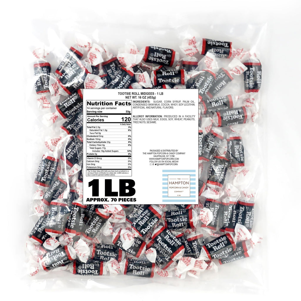TootsieMidgees & Large Mix, 2lb Bulk Bag, Mini & Large Chocolate Bars, Individually Wrapped Bulk Candy, The Hampton Popcorn & Candy Company