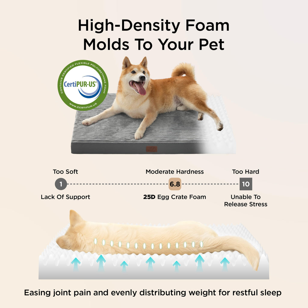 Bedsure ComfyFleece Dog Bed for Small Dogs - Orthopedic Pet Beds with Removable Washable Cover, NOT Waterproof Egg Crate Foam Puppy Mat, Suitable for Pet Up to 20 lbs, 23"x17"x2.8", NOT for Chewers
