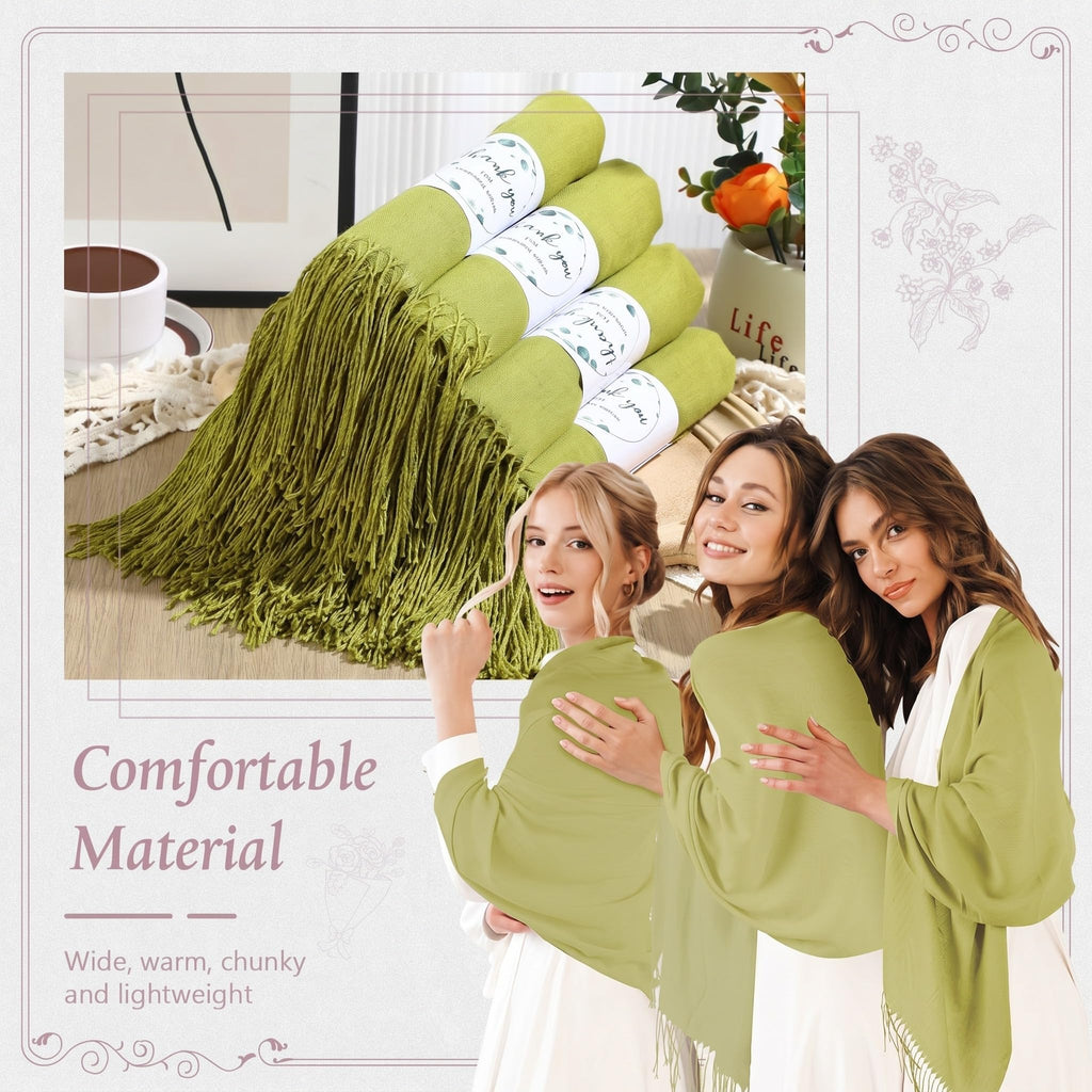Ramede 50/100 Bulk Wedding Shawl Scarf for Women 79 x 28 Guests Shawl Wraps Gifts for Women Bridal Shawls with Thank Cards