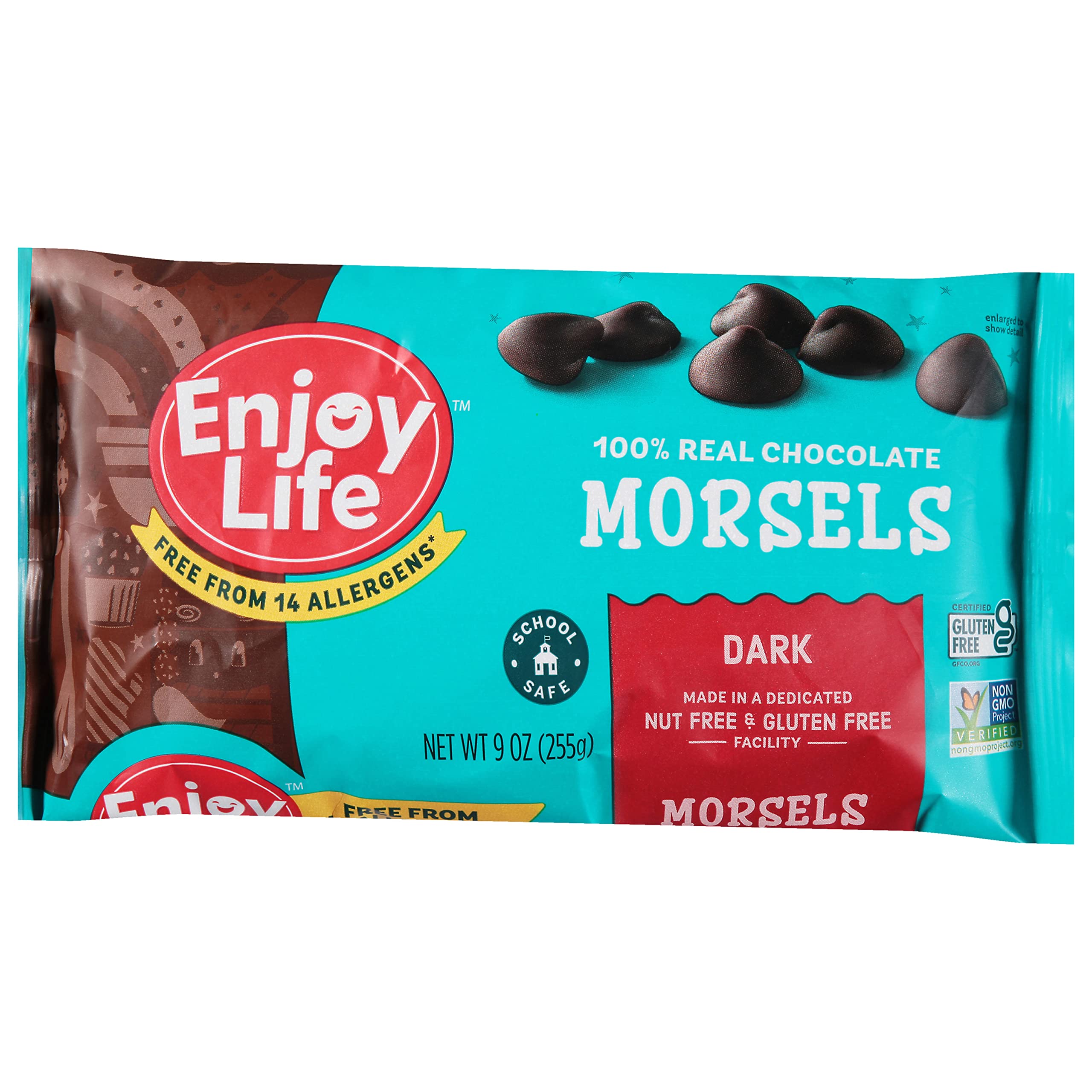 Enjoy Life Baking Dark Chocolate Morsels, Dairy Free , Soy Free, Nut Free, Non GMO, Gluten Free, Vegan Chocolate Chips, 9 oz bag