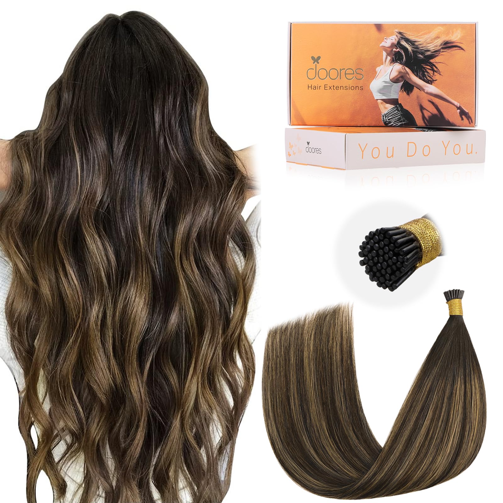 DOORES Blue Hair Extensions, 14 Inch 25g/25s Invisible Soft Micro Link Hair Extensions Silky Virgin