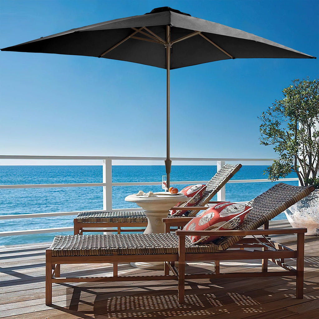 Ayge 6.5x10FT Rectangular Patio Umbrella Outdoor Table Umbrella w/Push Button Tilt & Crank Rectangle Market Umbrella UV Protection for Garden,Deck,Lawn,Yard & Pool,Beige