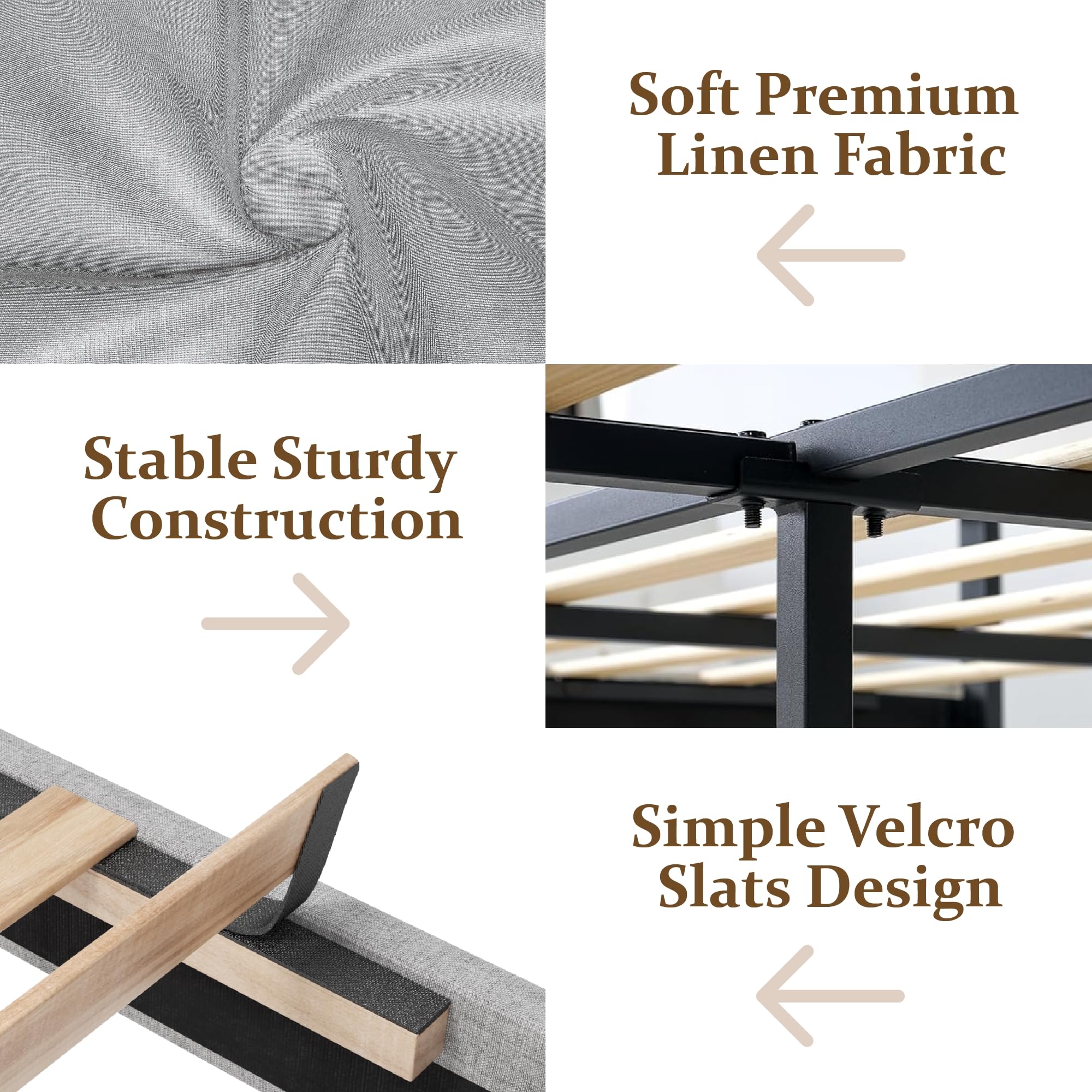 CXVX Full Size Platform Bed Frame with Upholstered Headboard, Button Tufted Design, Strong Wooden Slats, No Box Spring Needed, Easy Assembly, Noise Free