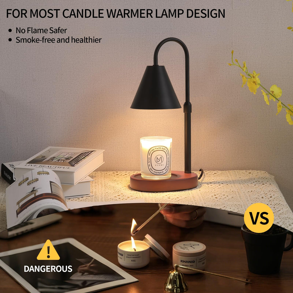 MEIXISUE Candle Warmer Lamp with Timer and Dimmer,Electric Amber Light Gifts for Women Melt Wax Warmer Lamp with 2 Bulbs for Candle Jars House Warming New Home Decor