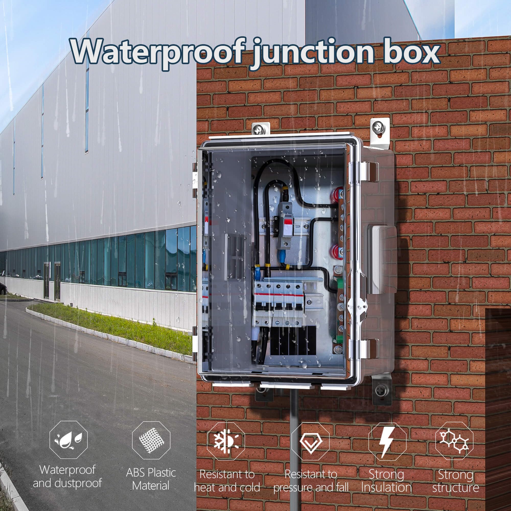 ABS Electrical Junction Box, Ventilated Design, Cable Grommets, IP65 Waterproof Enclosure, Indoor/Outdoor Use with Mounting Panel. (Clear Cover, 8.7"x6.7"x4.3")