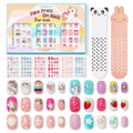 Modelones Press on Nails for Kids 144Pcs 6 Pack Children Acrylic Fake Nails Pre-glue Full Cover Glitter Gradient Color Heart Cat Short False Nail Art Kits Sets Christmas Gifts for Kids Girls