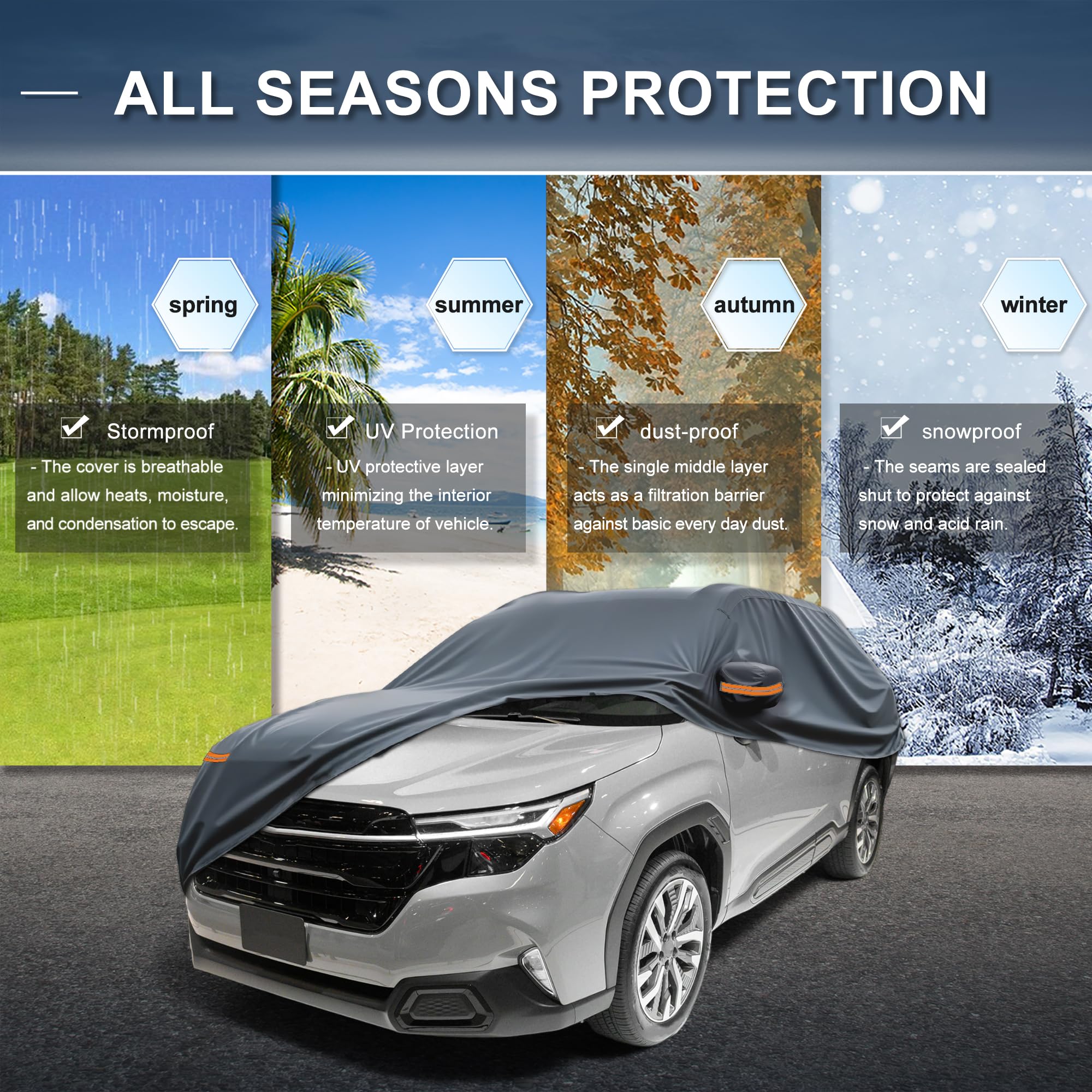 X AUTOHAUX Car Cover for Mini Cooper 2DR 2002-2021 210D-PU Outdoor Full Car Cover All Weather with Door Zipper