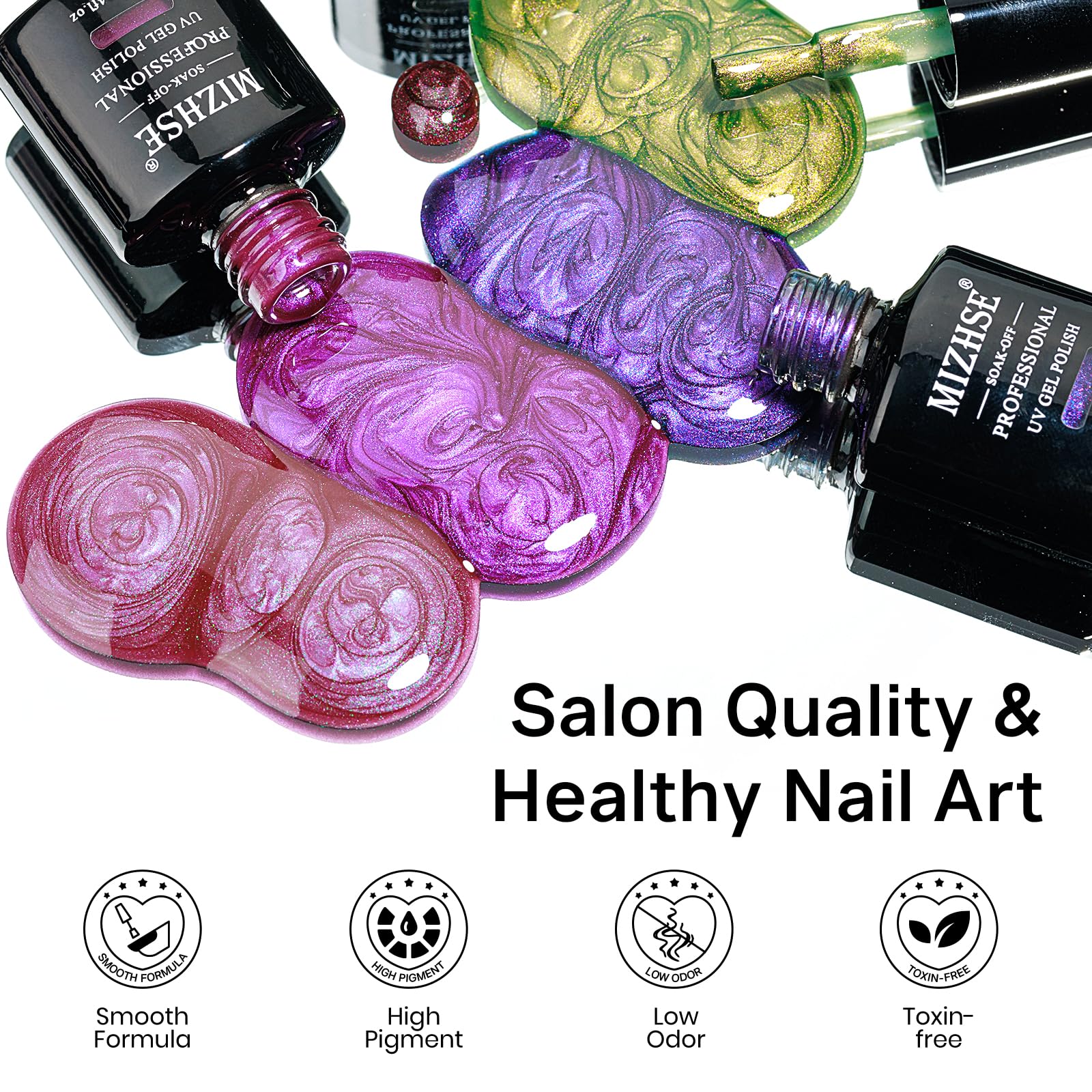 MIZHSE Cat Eye Gel Nail Polish, Moonlight Magnetic Gel Polish and Sheer Nude Nail Kit with 1 Magnet Stick, Glass Shiny Effect Silver Pink Purple Soak Off Manicure Home DIY