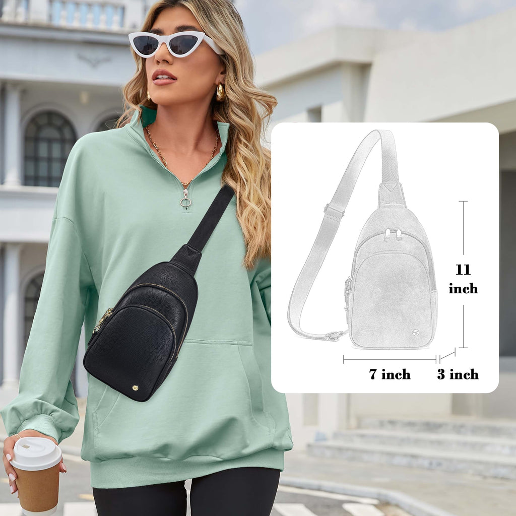 INICAT Small Crossbody Sling Bags Faux Leather Fanny Packs Purses for Women Everyday & Travel