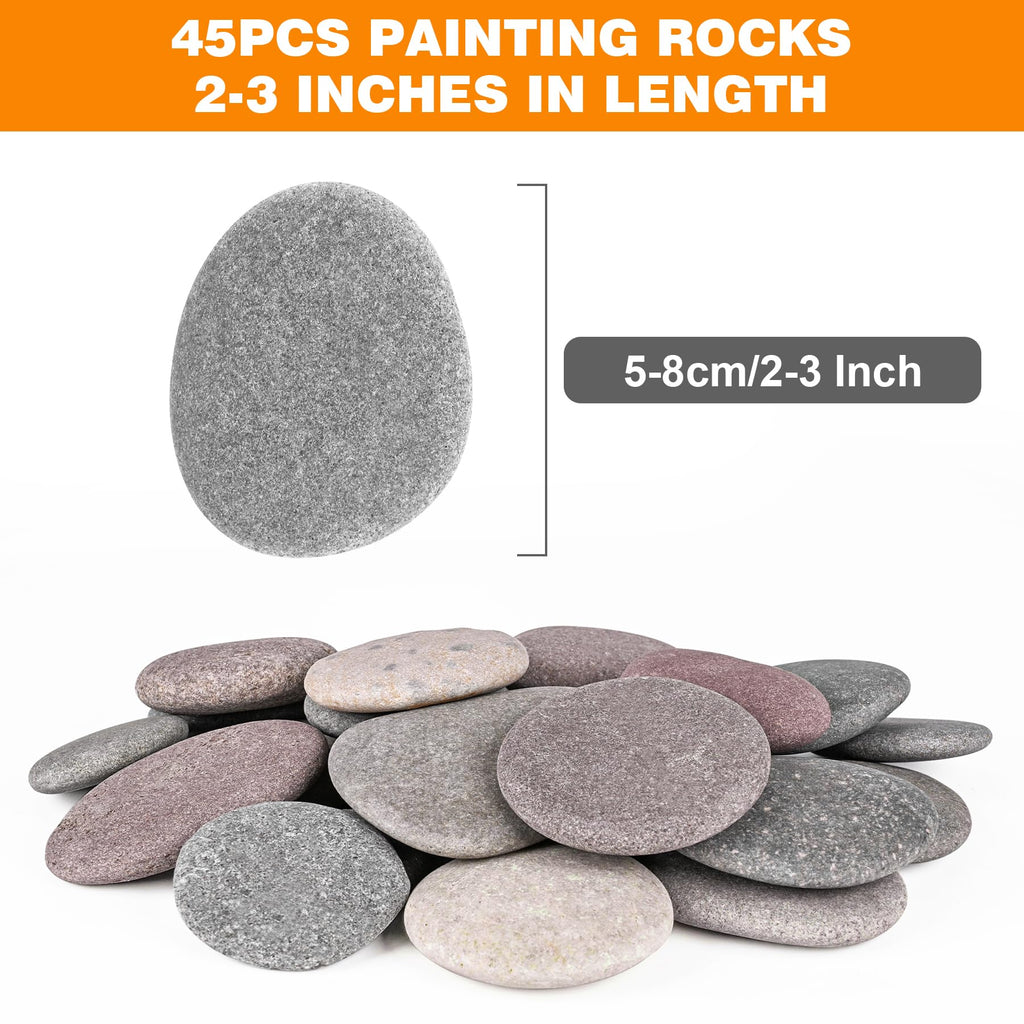 River Rocks for Painting 10 Pcs Large 2-3 Inch Flat Smooth Painting Stones Craft Rock to Paint for Kids Crafts Painting Bulk