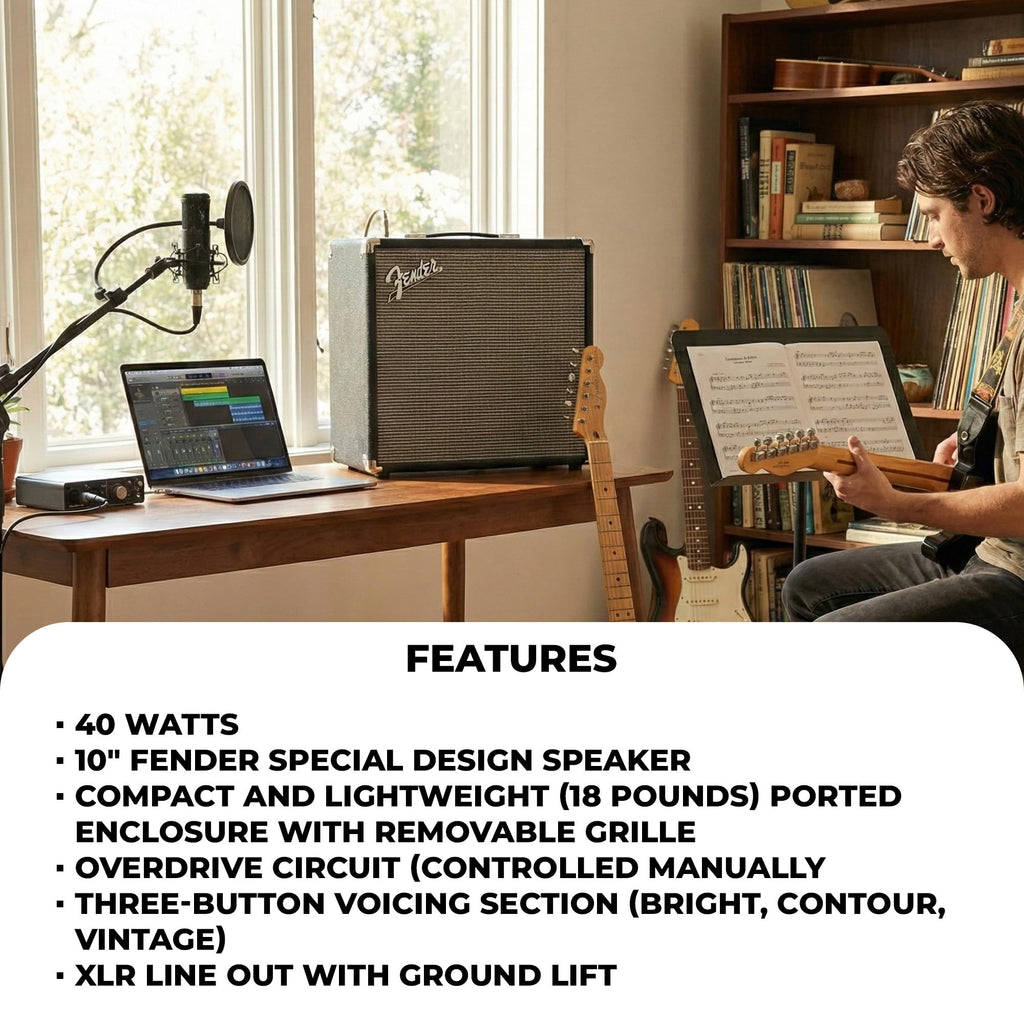 Fender Rumble 15 Bass Guitar Combo Amplifier Bundle with Instrument Cable and Austin Bazaar Instructional DVD