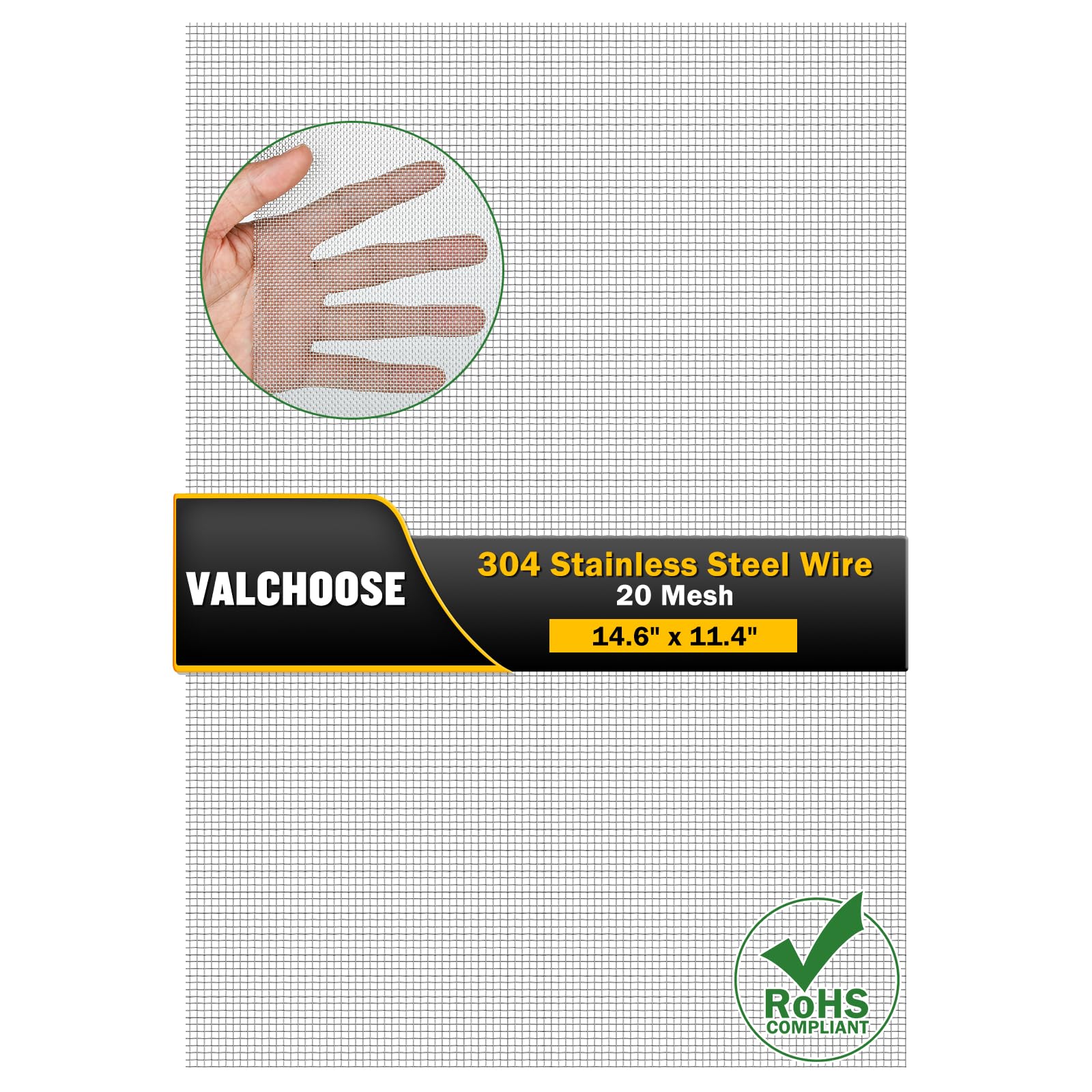 Valchoose Soft 304 Stainless Steel Mesh, 8 Pack Bendable Woven 8.3"X11.8"(213X302mm), 20 Mesh Non-Rusting, Wire Mesh Easy to Work, Non-Corrosive for DIY, Vent, Cage, Garden, Window (Plain Weave)