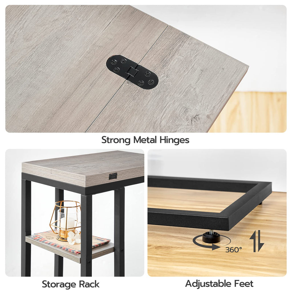 HOOBRO Foldable C Shaped End Table, C Shaped Side Table with Storage Shelf, Small Snack Table, Slide Under Couch Table for Sofa, Living Room Bedroom Small Spaces Easy Assembly, Black BK29SF01