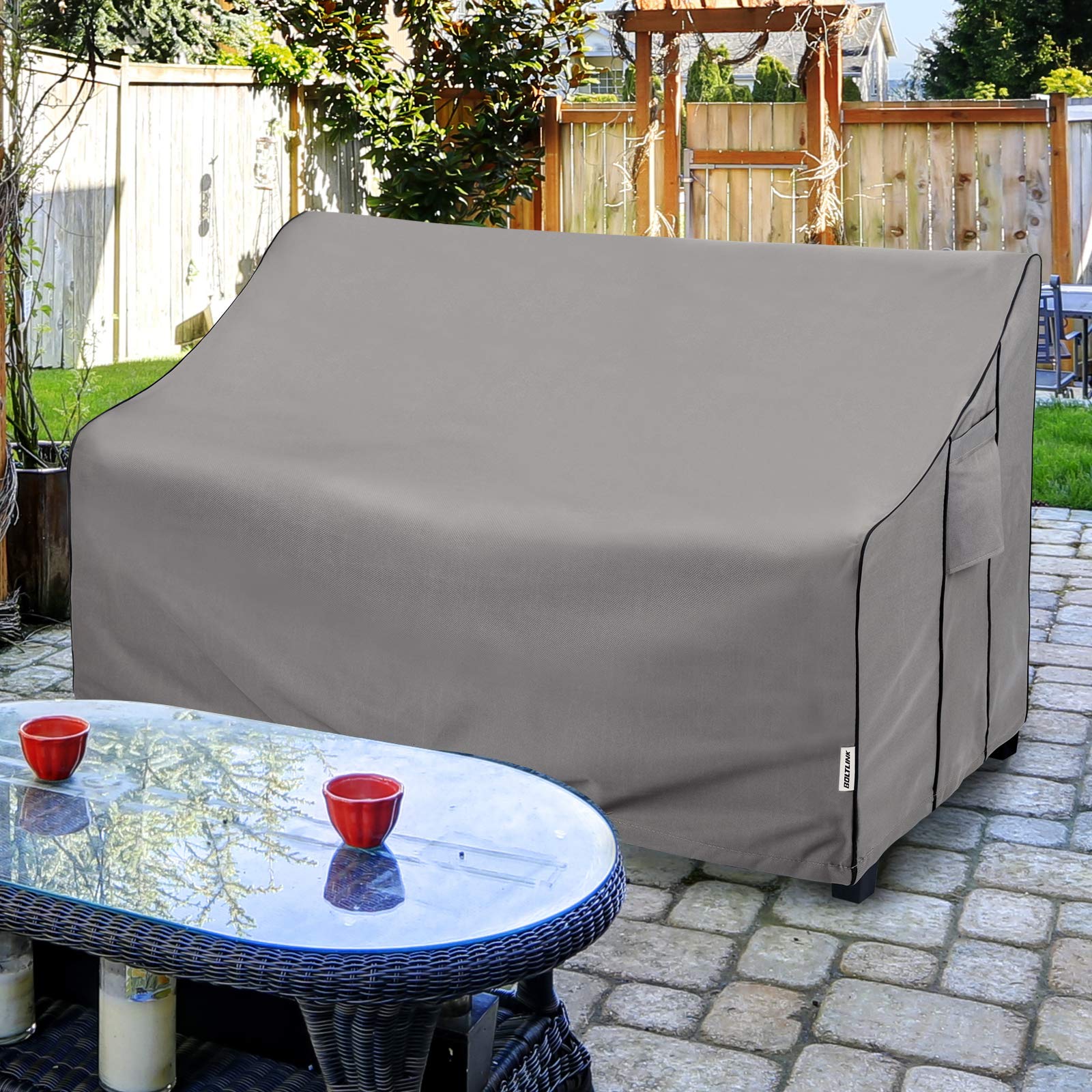 Patio Sofa Cover Waterproof, Heavy Duty 600D Oxford Fabric with UV Protection & Air Vents, Fits 52"W x 35"D x 34"H Inches for Outdoor Couch, Loveseat, Garden Furniture